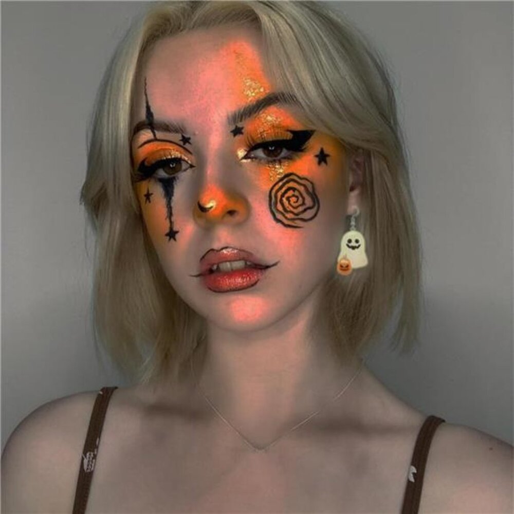 Halloween Ghost Earrings for Women Pumpkin Corn Skull Tiny Glow In The Dark - Picture 4 of 7